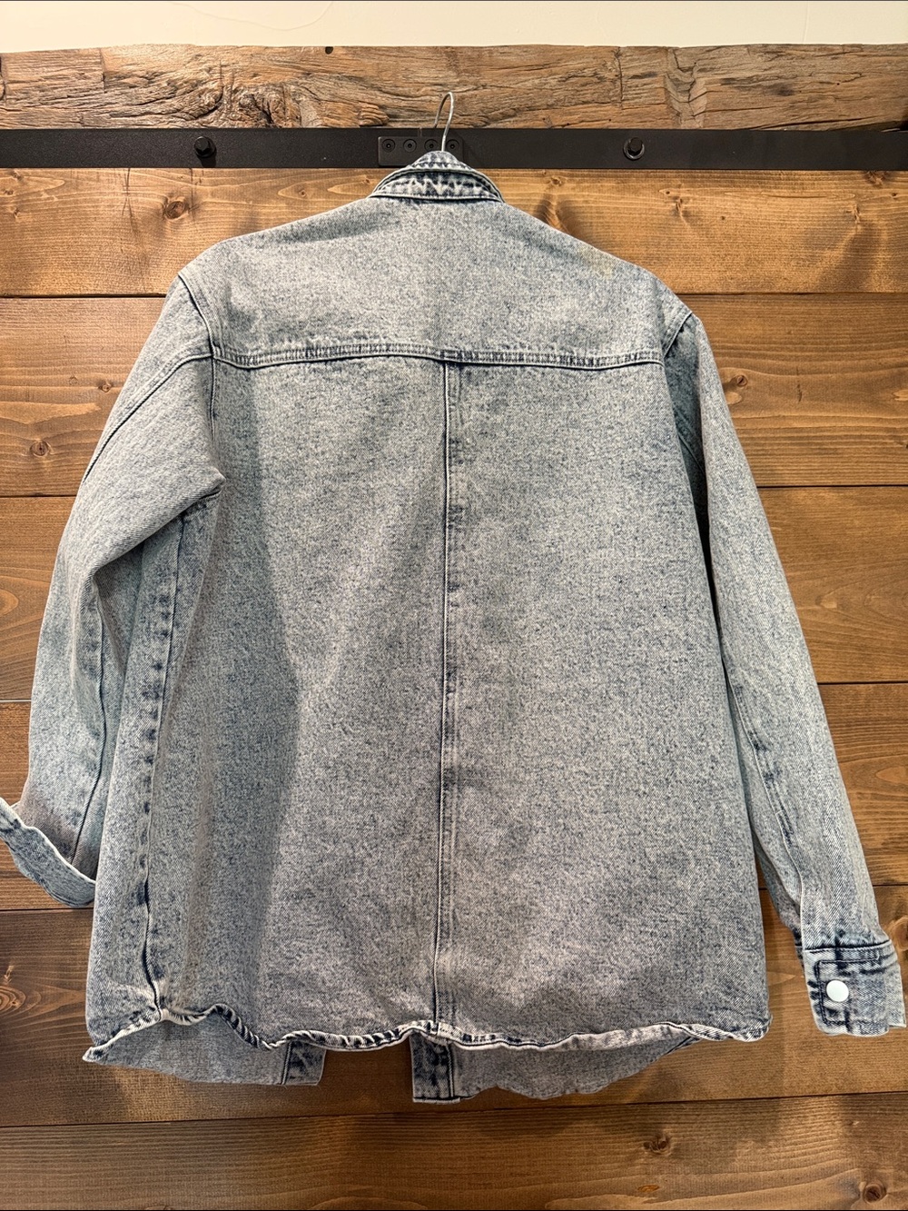 blue b Light Blue Wash Patchwork Denim Jacket - Western Style - Picture 7 of 8